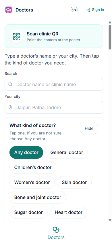 CareFlow doctor finding — search and specialty filters