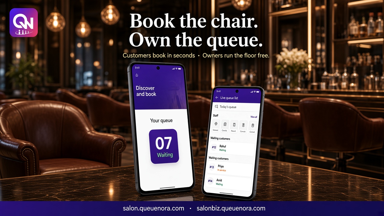 Customer booking app and owner queue app side by side