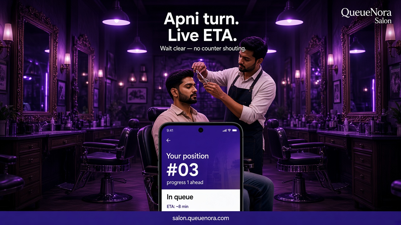 Live queue position and ETA while getting a haircut